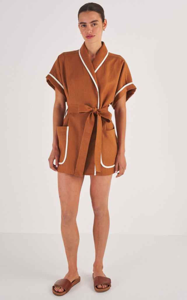 Contrast Bind Robe Brandy