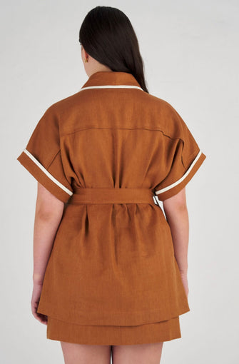 Contrast Bind Robe Brandy