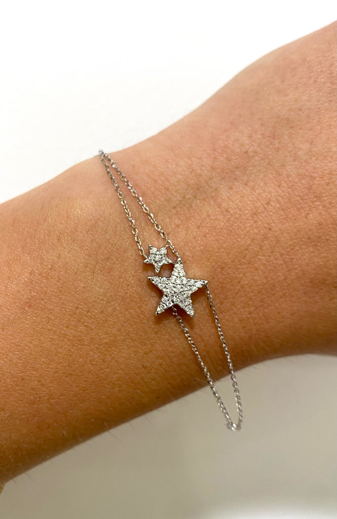Lucina Double Star Diamond Bracelet White Gold