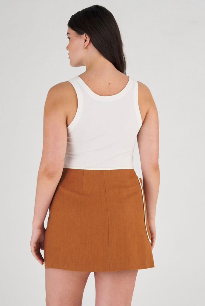 Contrast Bind Skirt Brandy