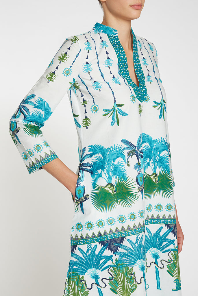 Malika Short Kaftan Winter Garden Turquoise