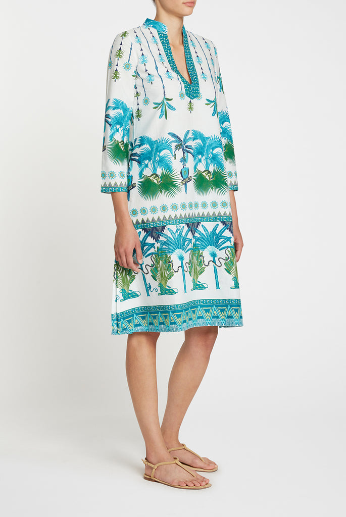 Malika Short Kaftan Winter Garden Turquoise