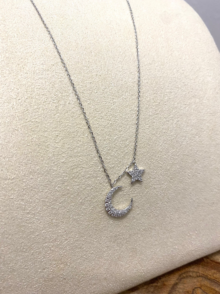 14k Gold Mini Crescent Moon Diamond Necklace – FERKOS FJ