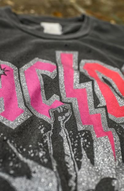 ACDC Green Blue Glitter Tee
