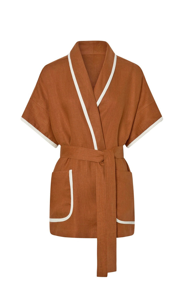 Contrast Bind Robe Brandy