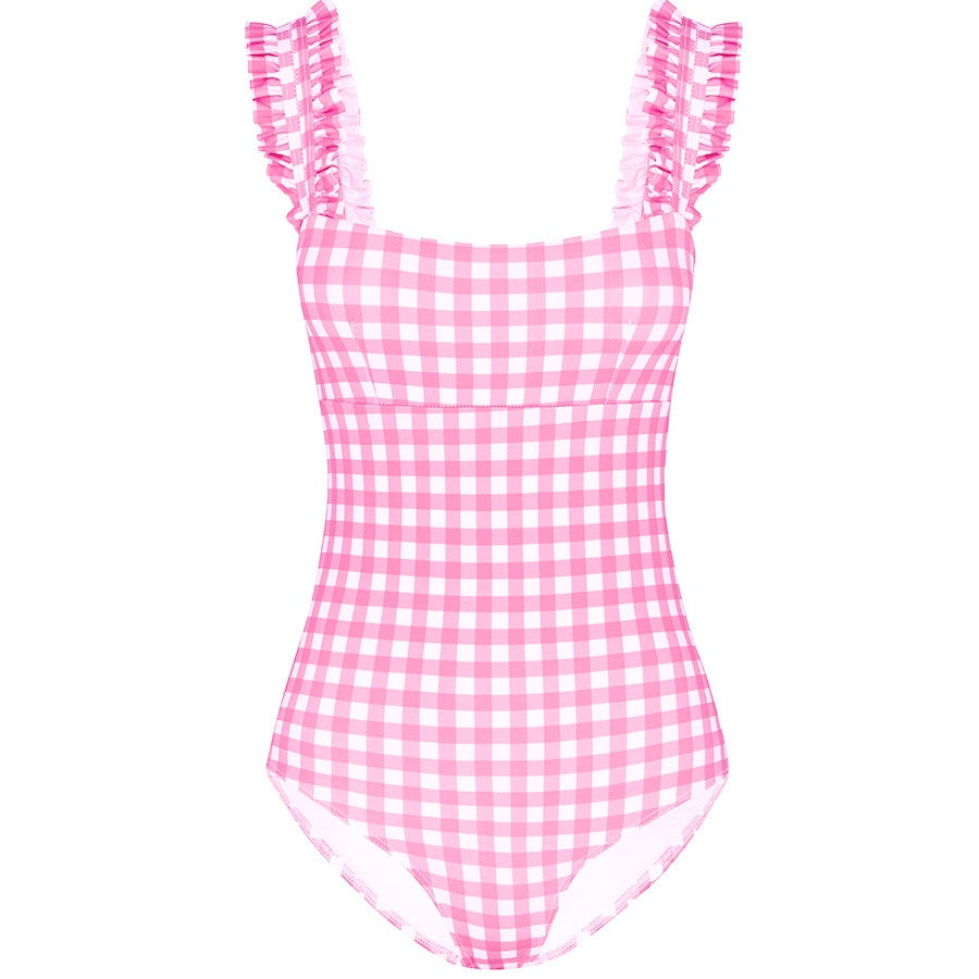 Blush Gingham Ruffle One Piece