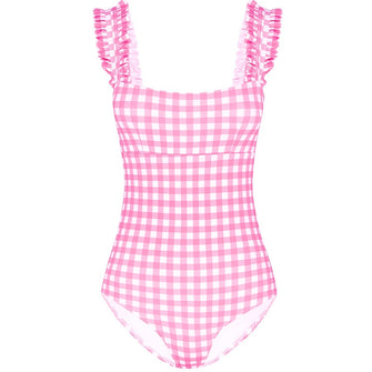 Blush Gingham Ruffle One Piece