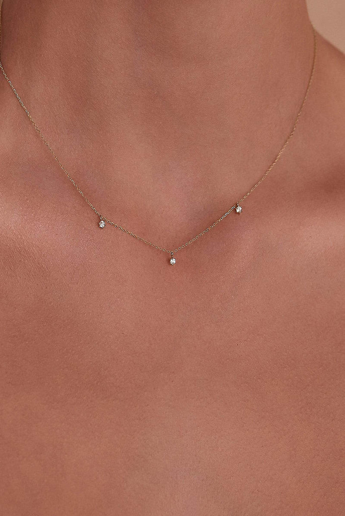 14K Gold Droplets Diamond Necklace