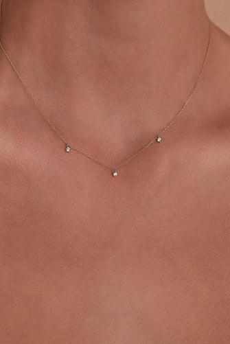 14K Gold Droplets Diamond Necklace