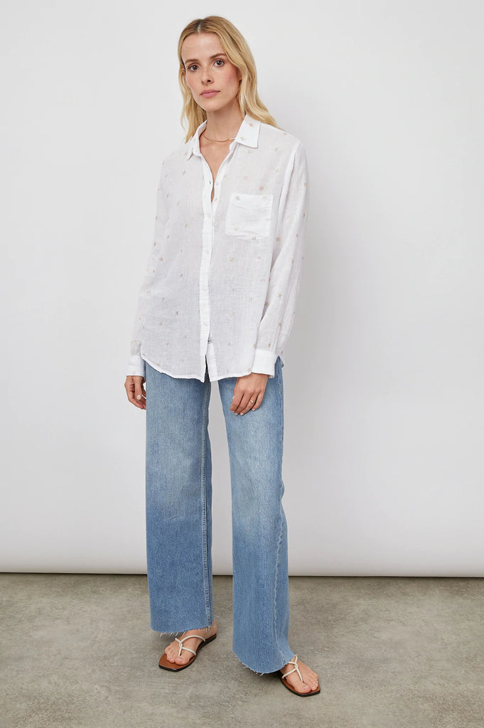 Charli Linen Shirt Rose Gold Stars