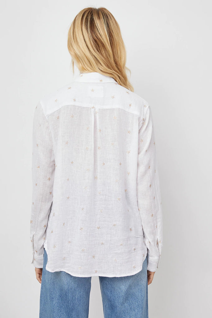 Charli Linen Shirt Rose Gold Stars