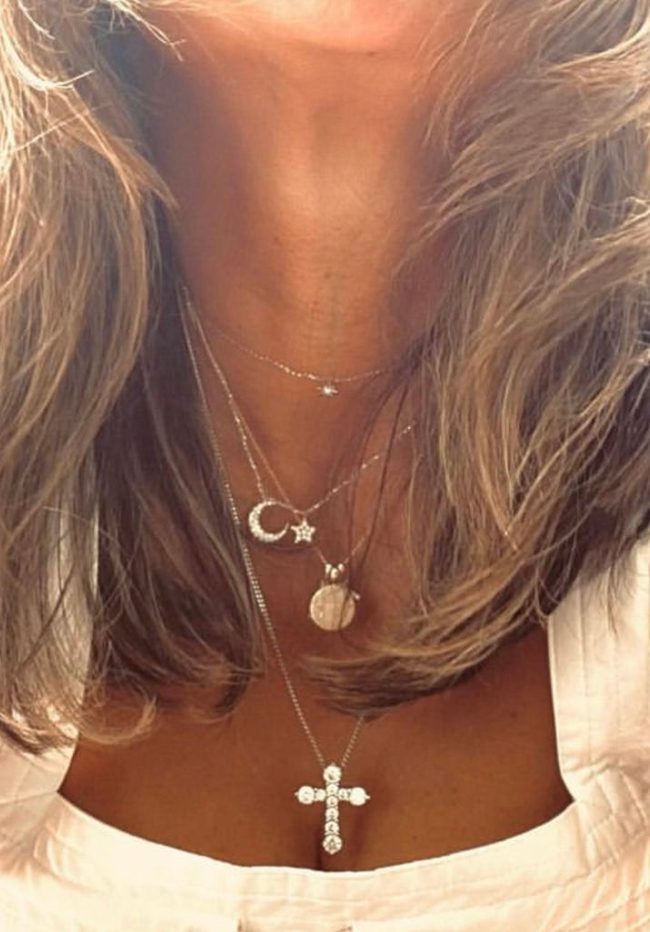 Asteria One Only Moon & Star Necklace Yellow Gold