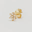 14k Gold Crystal Lotus Flower Stud Earring Single