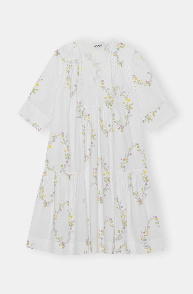 Gathered Panel V Neck Dress