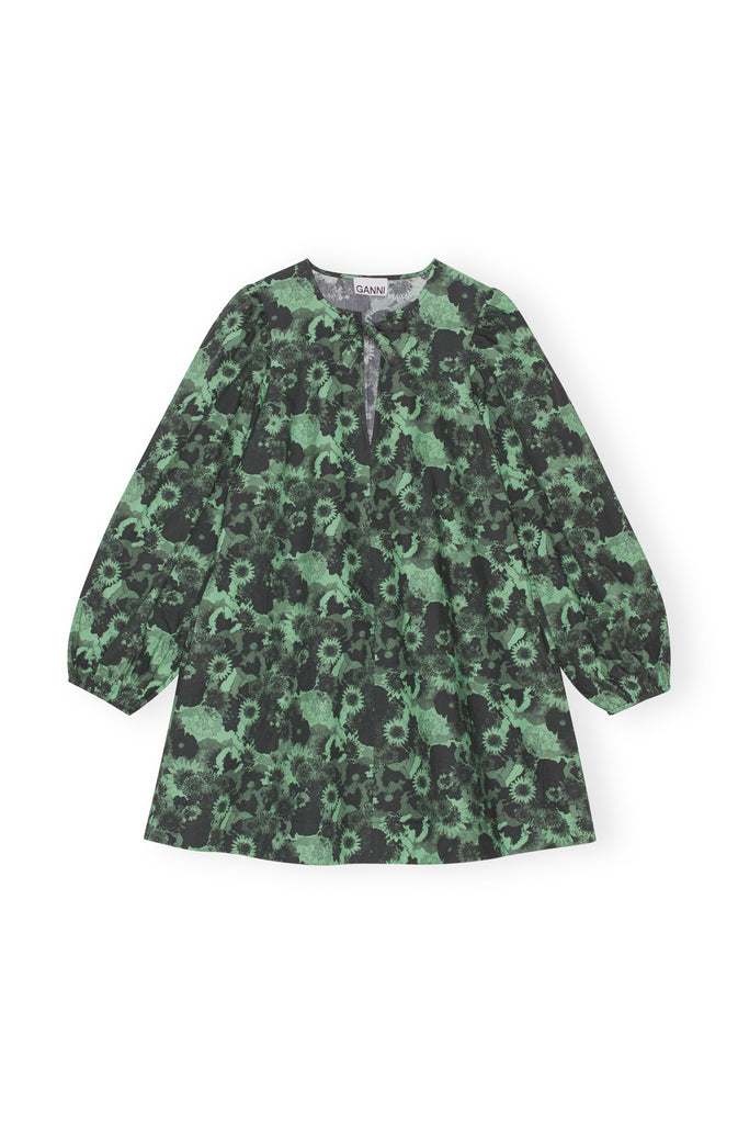 Printed Cotton A-Shaped Mini Dress