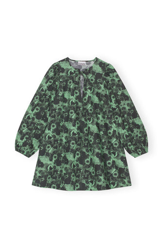 Printed Cotton A-Shaped Mini Dress