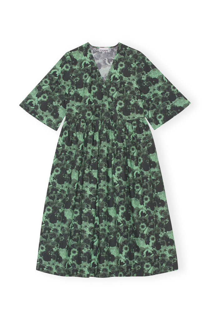 Printed Cotton Midi Wrap Dress
