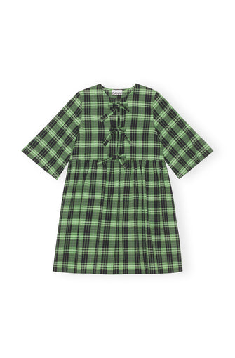 Seersucker Check Ribbon Mini Dress
