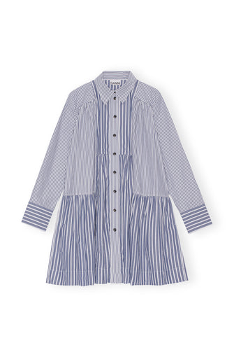 Stripe Cotton Mini Shirt Dress