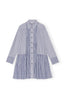 Stripe Cotton Mini Shirt Dress