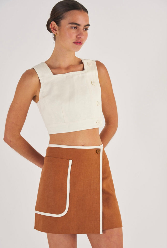 Contrast Bind Skirt Brandy