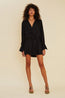 Halley Oversized Mini Shirt Dress Black