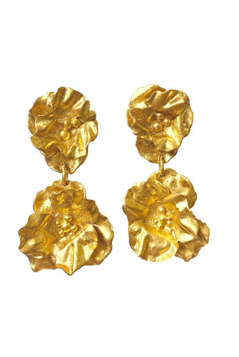 Double Bloom Earrings Gold