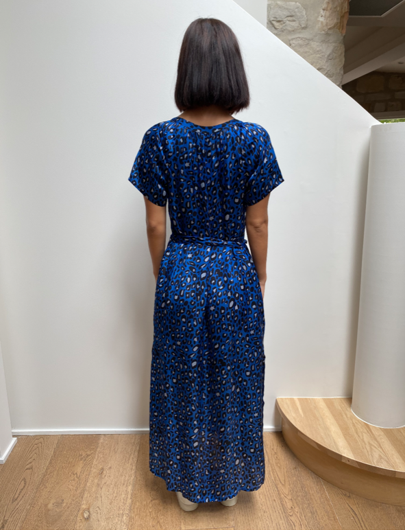 Fiona Long Dress Blue Black Leo