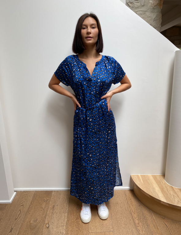 Fiona Long Dress Blue Black Leo