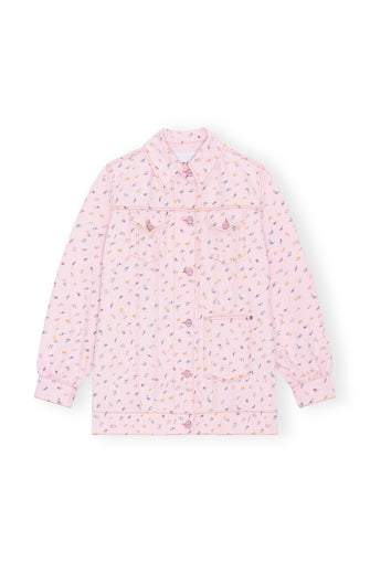 Printed Pink Denim Jacket