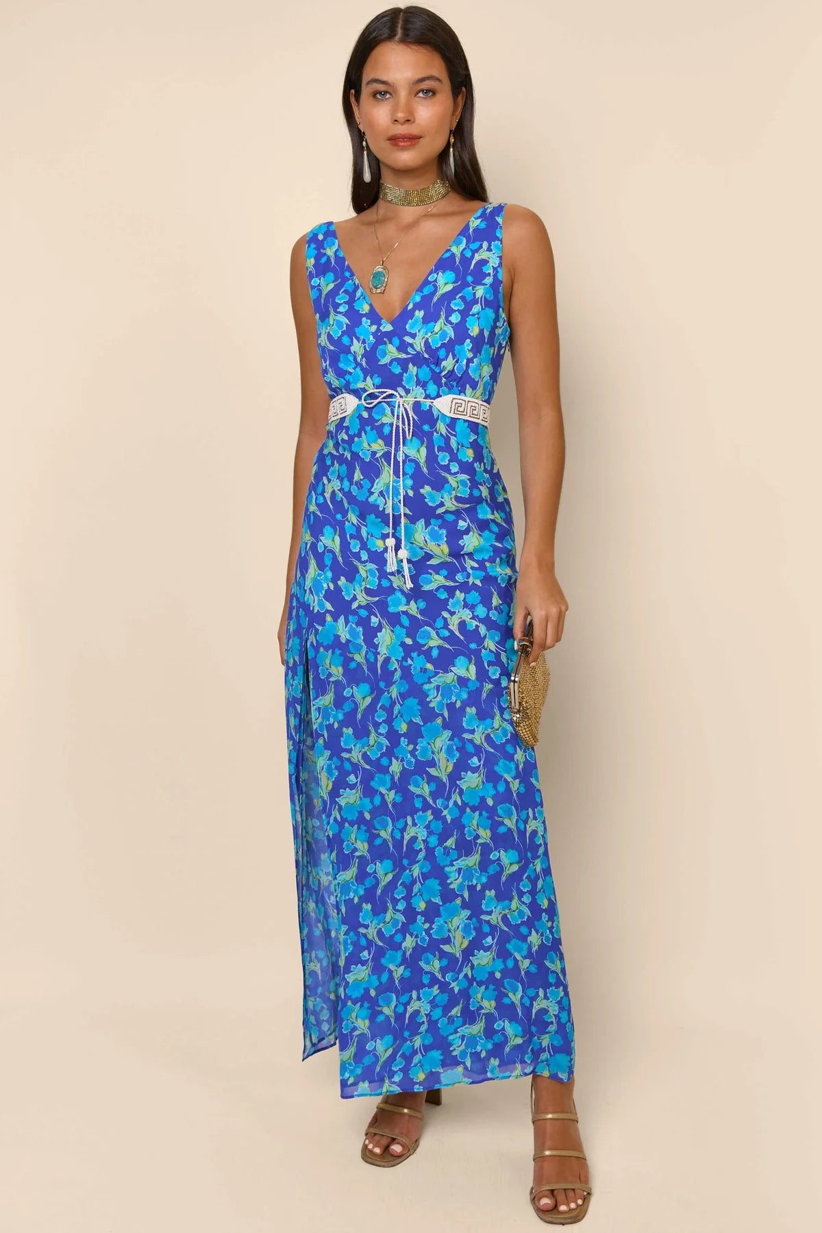 Moniq Dress Floral Cobalt – Toscani Australia