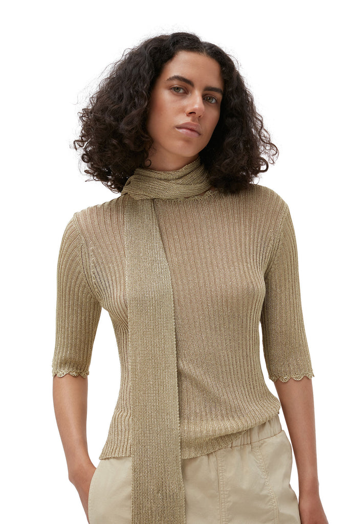 Metallic Open Back Top