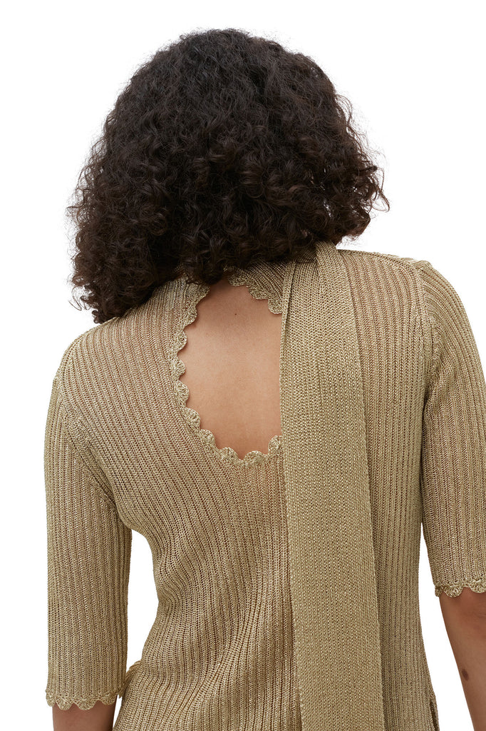 Metallic Open Back Top