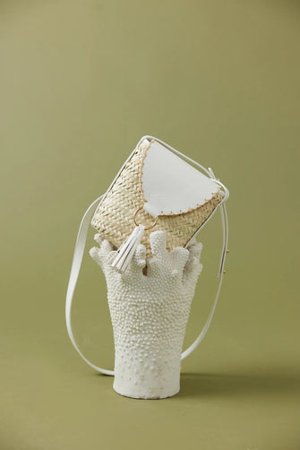 Lila Palm Cross Body Bag White