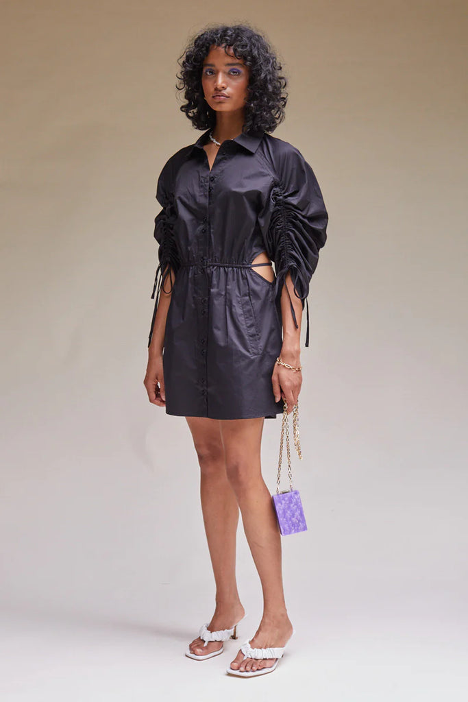 Tali Gathered Sleeve Shirt Dress