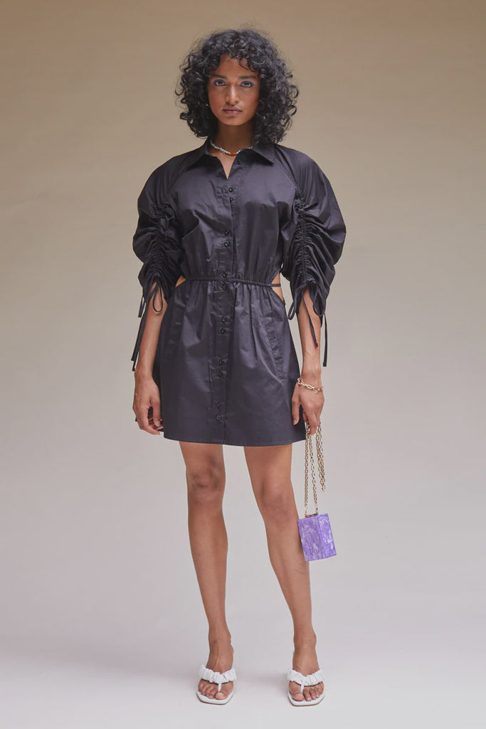 Tali Gathered Sleeve Shirt Dress