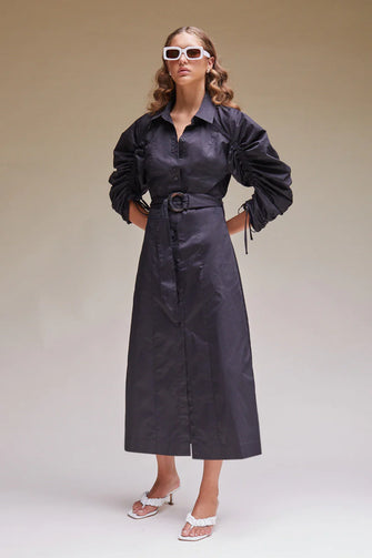 Tali Midi Shirt Dress with Gathered Detail