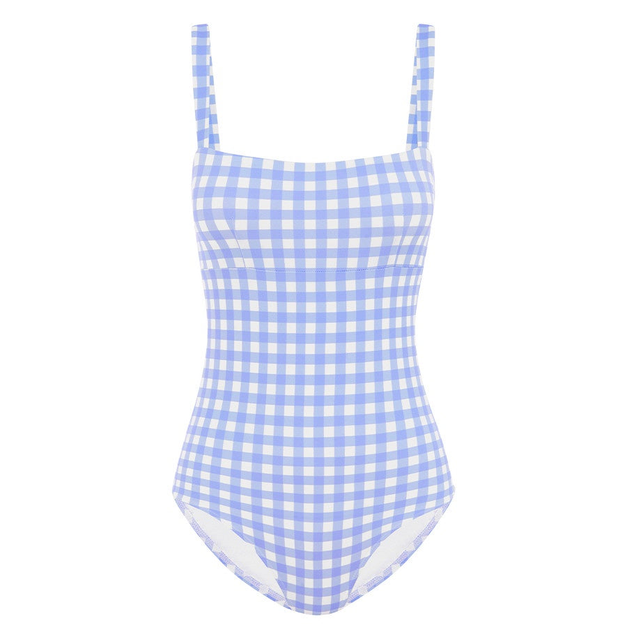 Sky Gingham Bandeau One Piece
