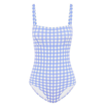 Sky Gingham Bandeau One Piece