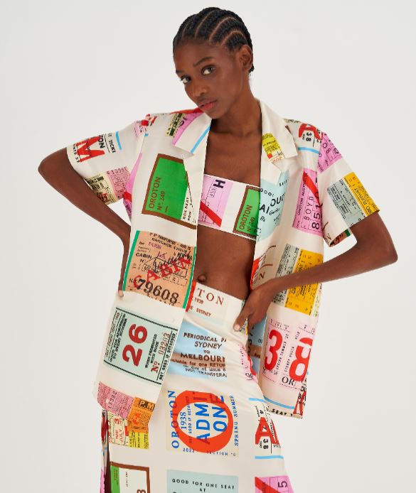 Ticket Print Camp Shirt