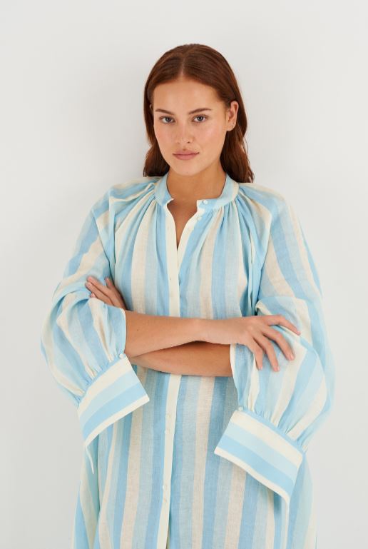 Long Stripe Shirt Dress