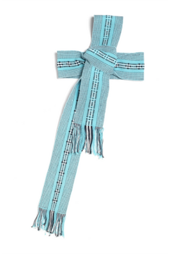 Handwoven Belt in light blue, white and black