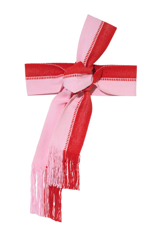 Handwoven Belt Red and Pink Thick Stripe