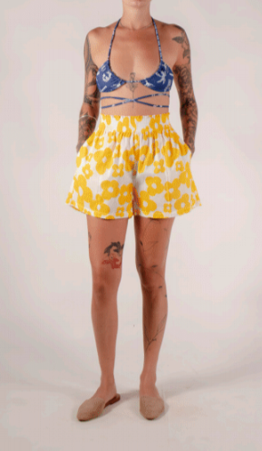 Nahui Ollin Smoke Shorts Yellow