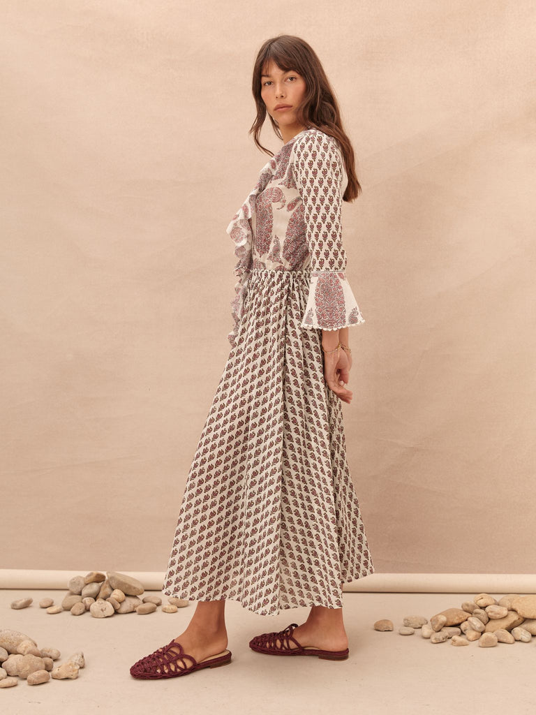 Calico Ruffle Maxi Dress