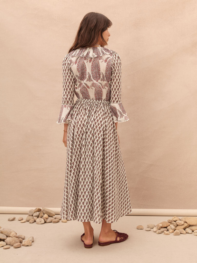 Calico Ruffle Maxi Dress