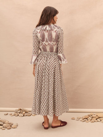 Calico Ruffle Maxi Dress