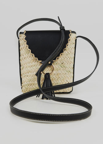 Lila Palm Cross Body Bag Black
