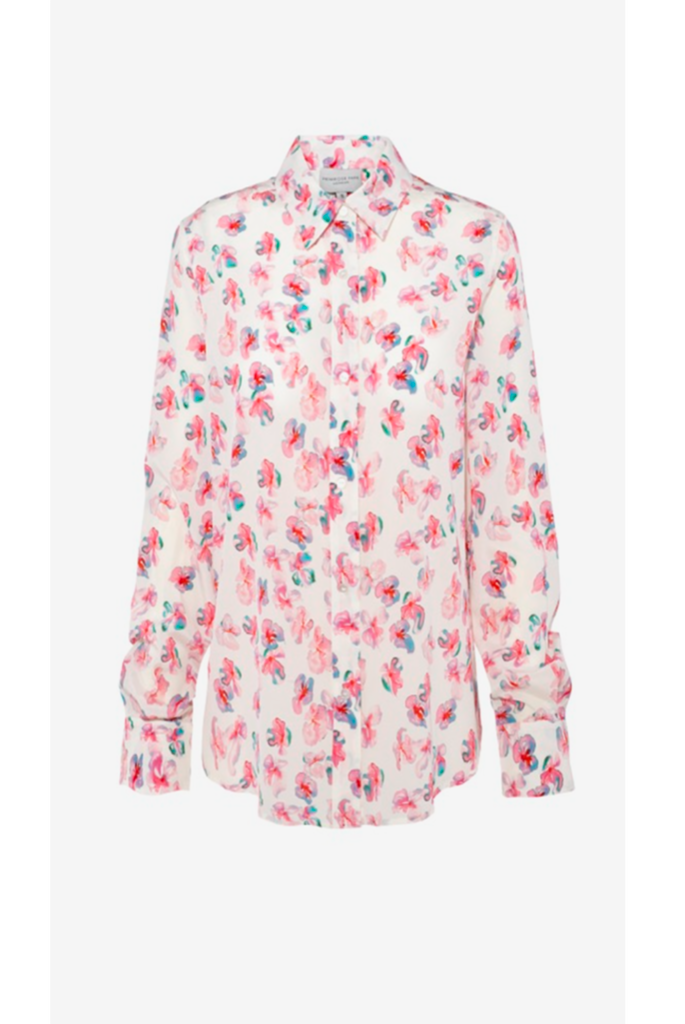 Gail Silk Shirt Watercolour Pansy