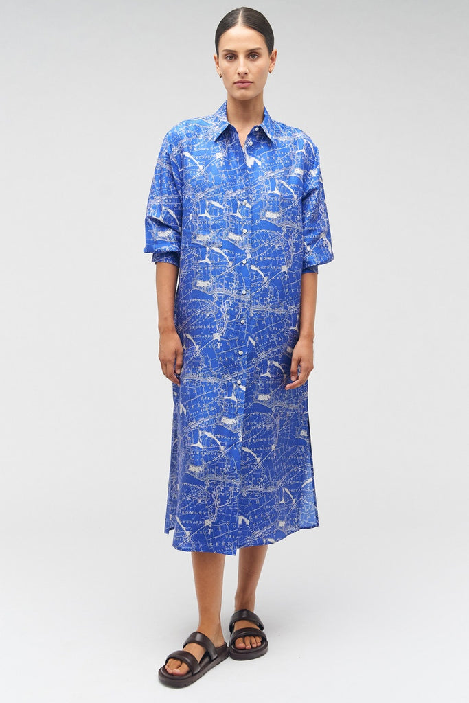 Map Print Shirt Dress